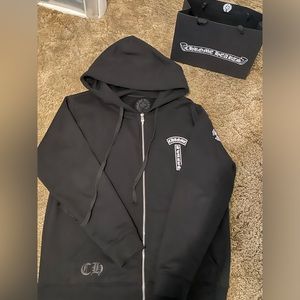Chrome Hearts tbar logo USA zip up hoodie